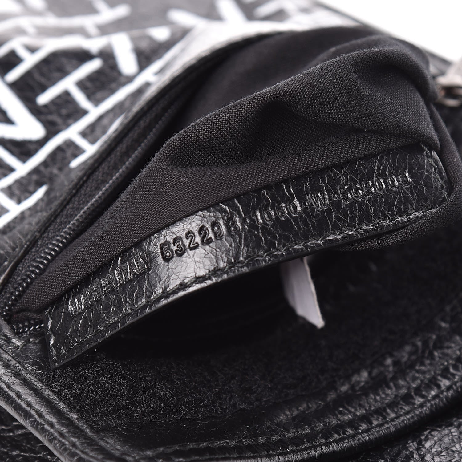 Balenciaga Agneau Graffiti All Over Small Explorer Pouch with Strap Black White 7 of 13