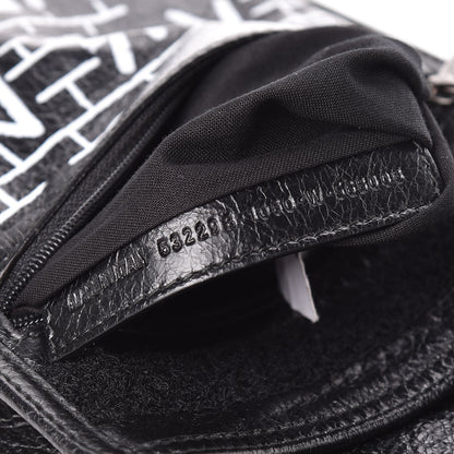 Balenciaga Agneau Graffiti All Over Small Explorer Pouch with Strap Black White 7 of 13