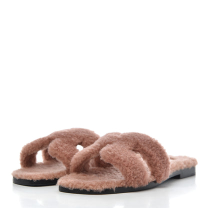 Hermes Woolskin Oran Sandals 36 Rose Aube 3 of 12