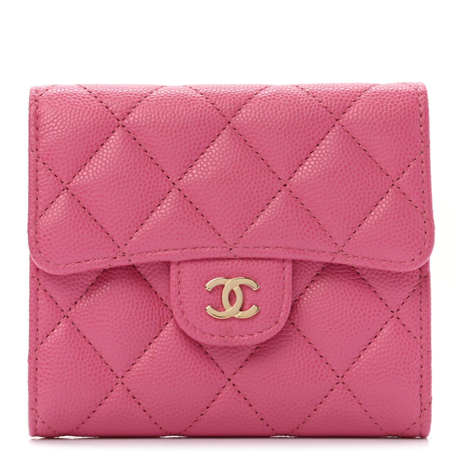 Chanel Caviar Quilted Compact Flap Wallet Pink 1 of 8
