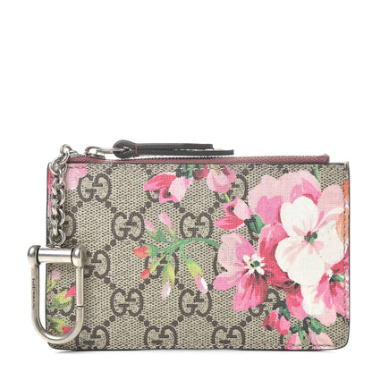 Gucci GG Supreme Monogram Blooms Key Ring Coin Case Beige Multicolor Dry Rose 1 of 7