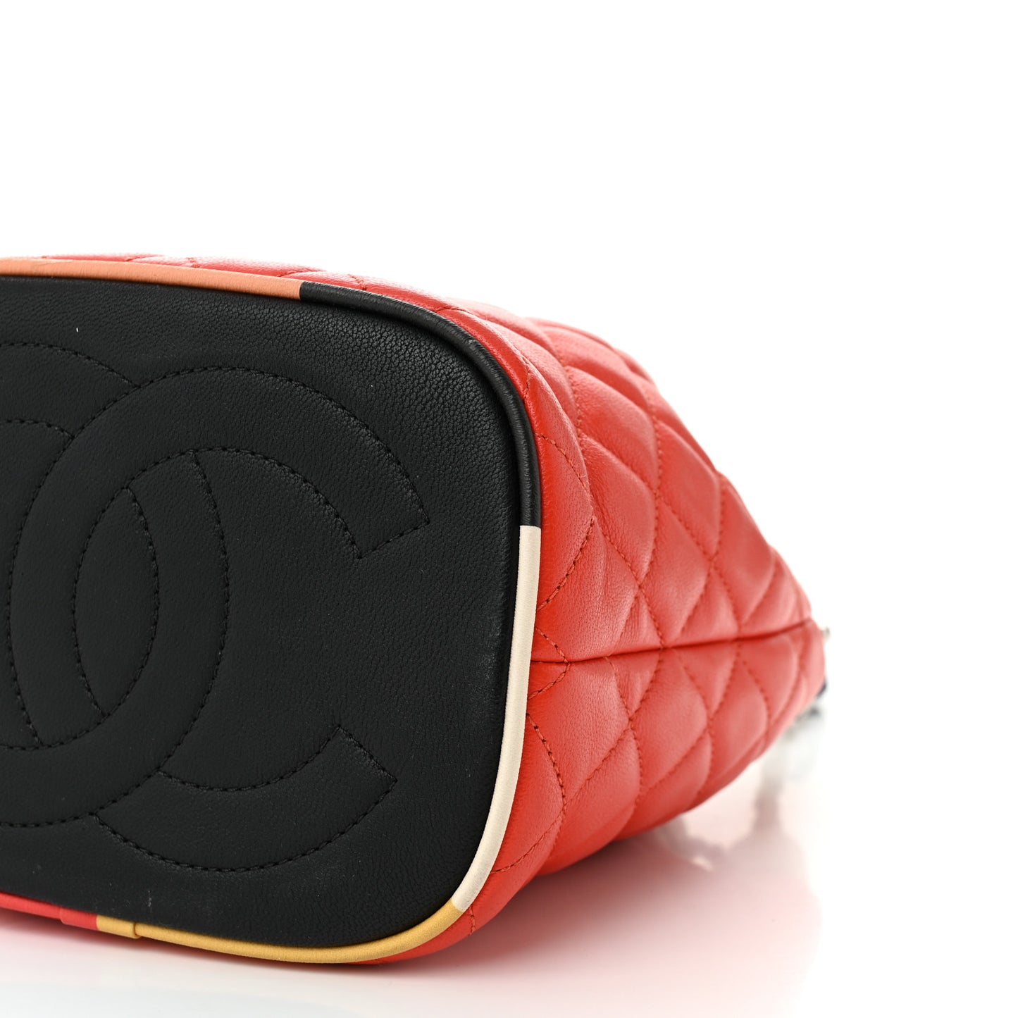 Lambskin Quilted Cuba Drawstring Tote Red White Blue