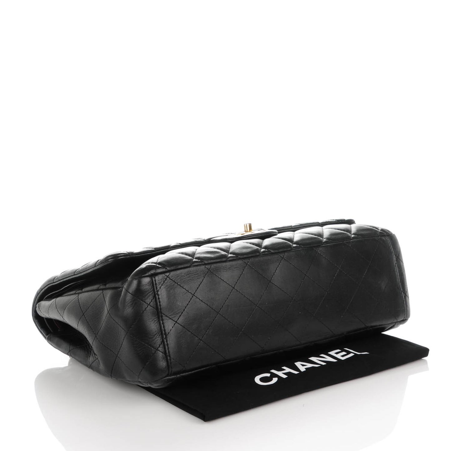 Lambskin Quilted Maxi Double Flap Black