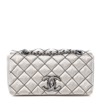 Chanel Satin Beaded Single Flap Silver 1 of 13