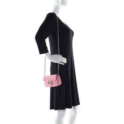 Gucci Calfskin Matelasse Super Mini GG Marmont Shoulder Bag Wild Rose 2 of 11