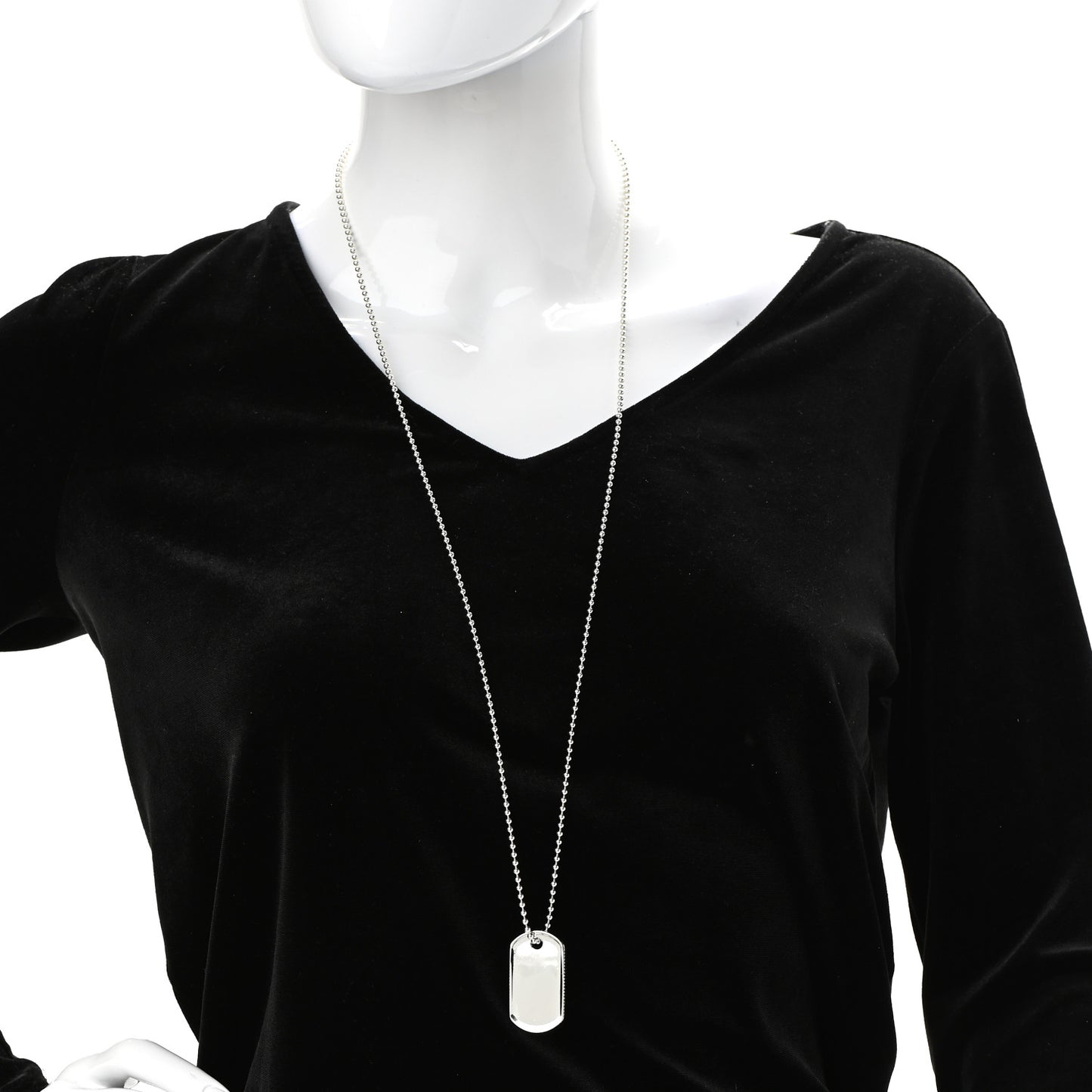 Sterling Silver Coin Edge Dog Tag Necklace