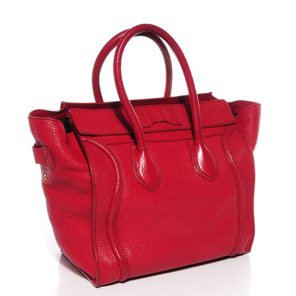 Celine Pebbled Calfskin Mini Luggage Red 3 of 8