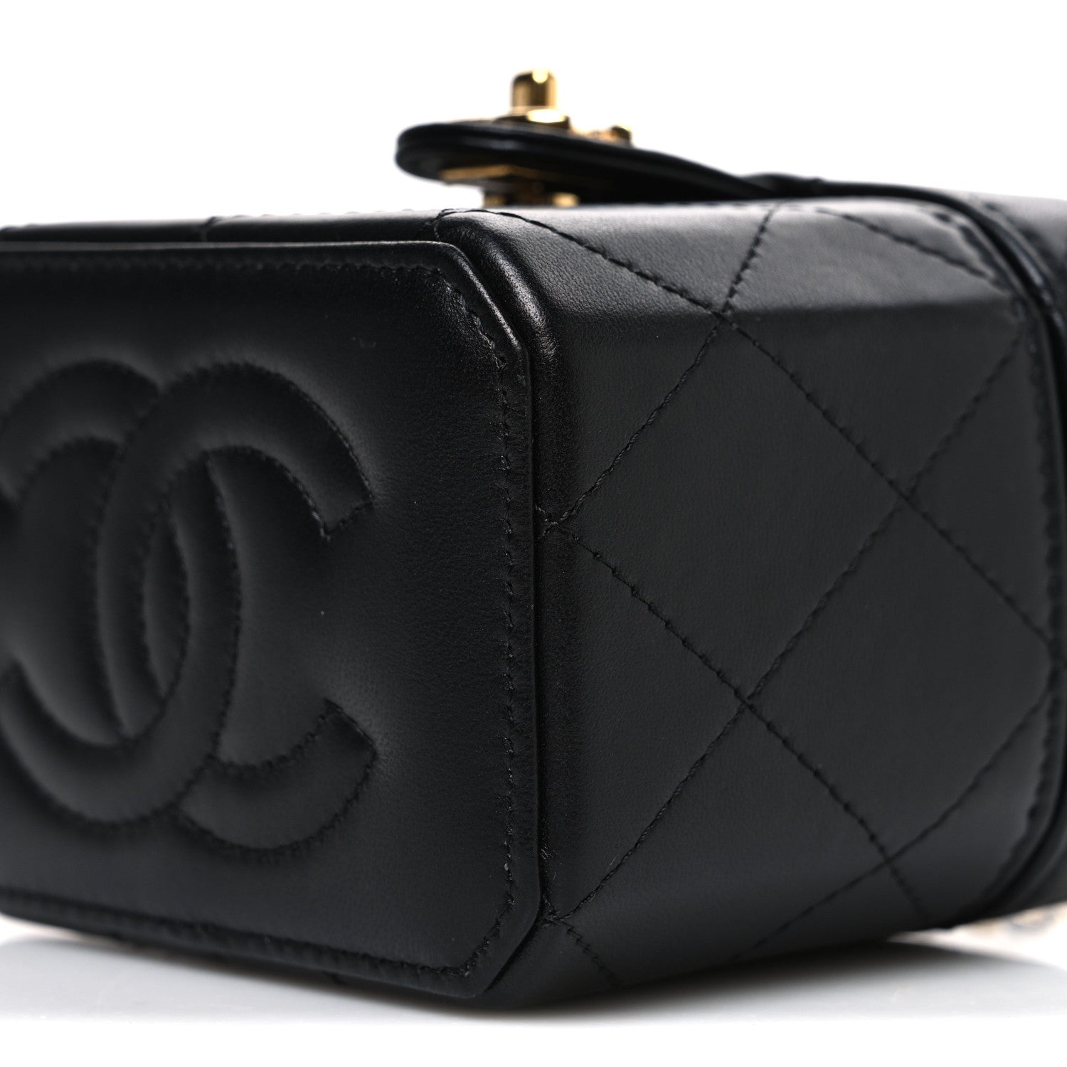 Chanel Lambskin Quilted Vanity Clutch With Chain Black 9 of 9