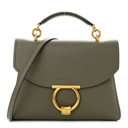 Salvatore Ferragamo Calfskin Small Margot Top Handle Satchel Verde Olivo 1 of 9
