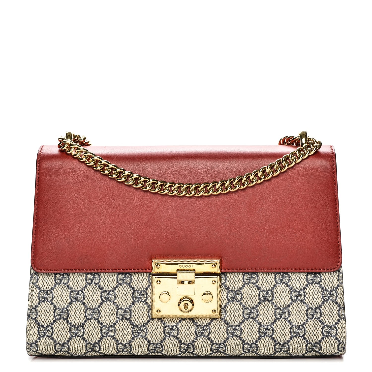 Gucci GG Supreme Monogram Moon Calfskin Medium Padlock Shoulder Bag Beige Blue Hibiscus Red Mystic White 1 of 10