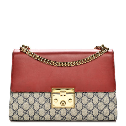 Gucci GG Supreme Monogram Moon Calfskin Medium Padlock Shoulder Bag Beige Blue Hibiscus Red Mystic White 1 of 10