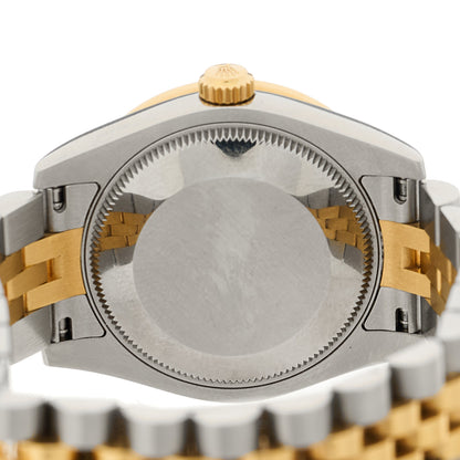 Rolex Stainless Steel 18K Yellow Gold Diamond Bezel 31mm Oyster Perpetual Datejust Watch Olive Green Roman 178383 4 of 5