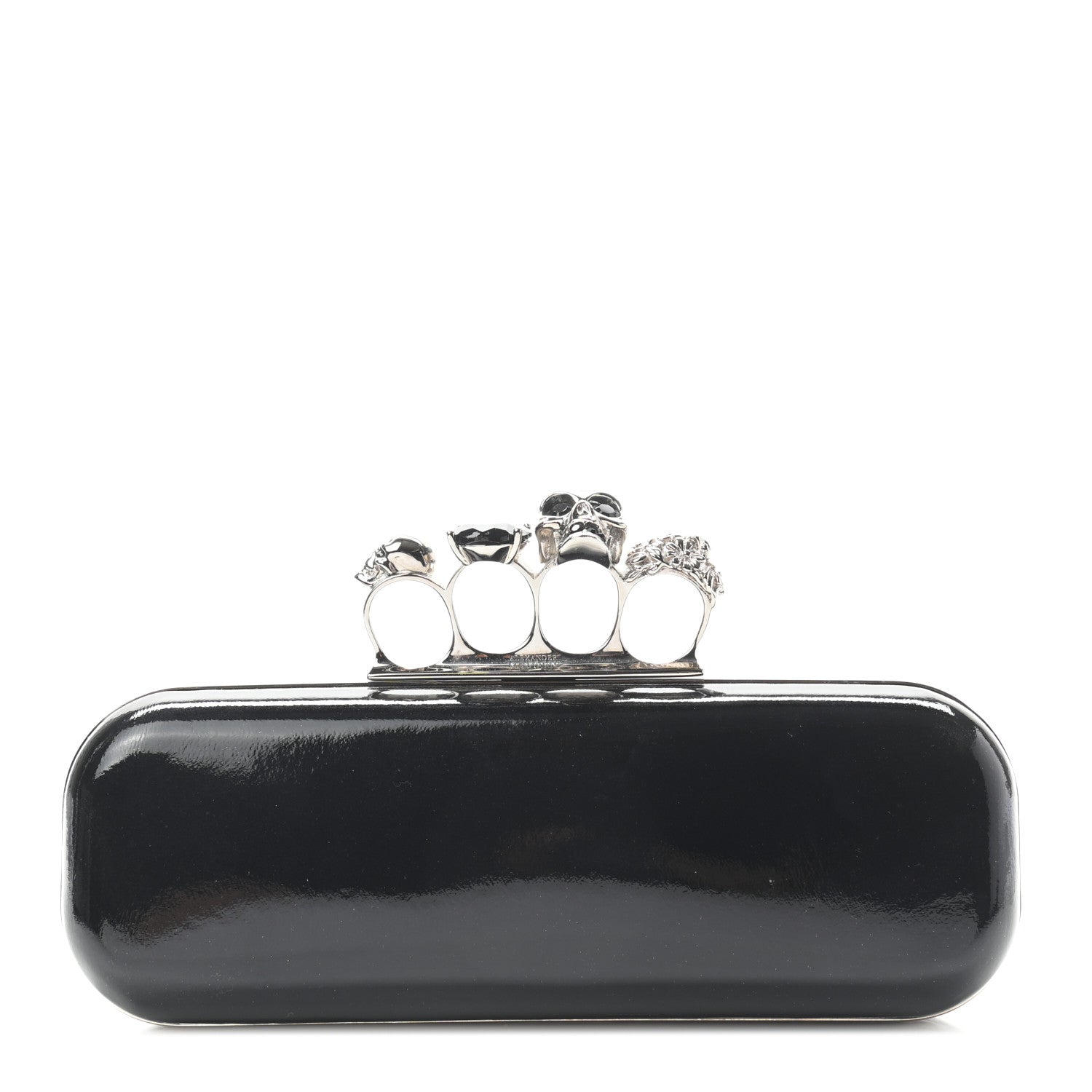 Alexander McQueen Patent Knuckle Box Clutch Black 1 of 9