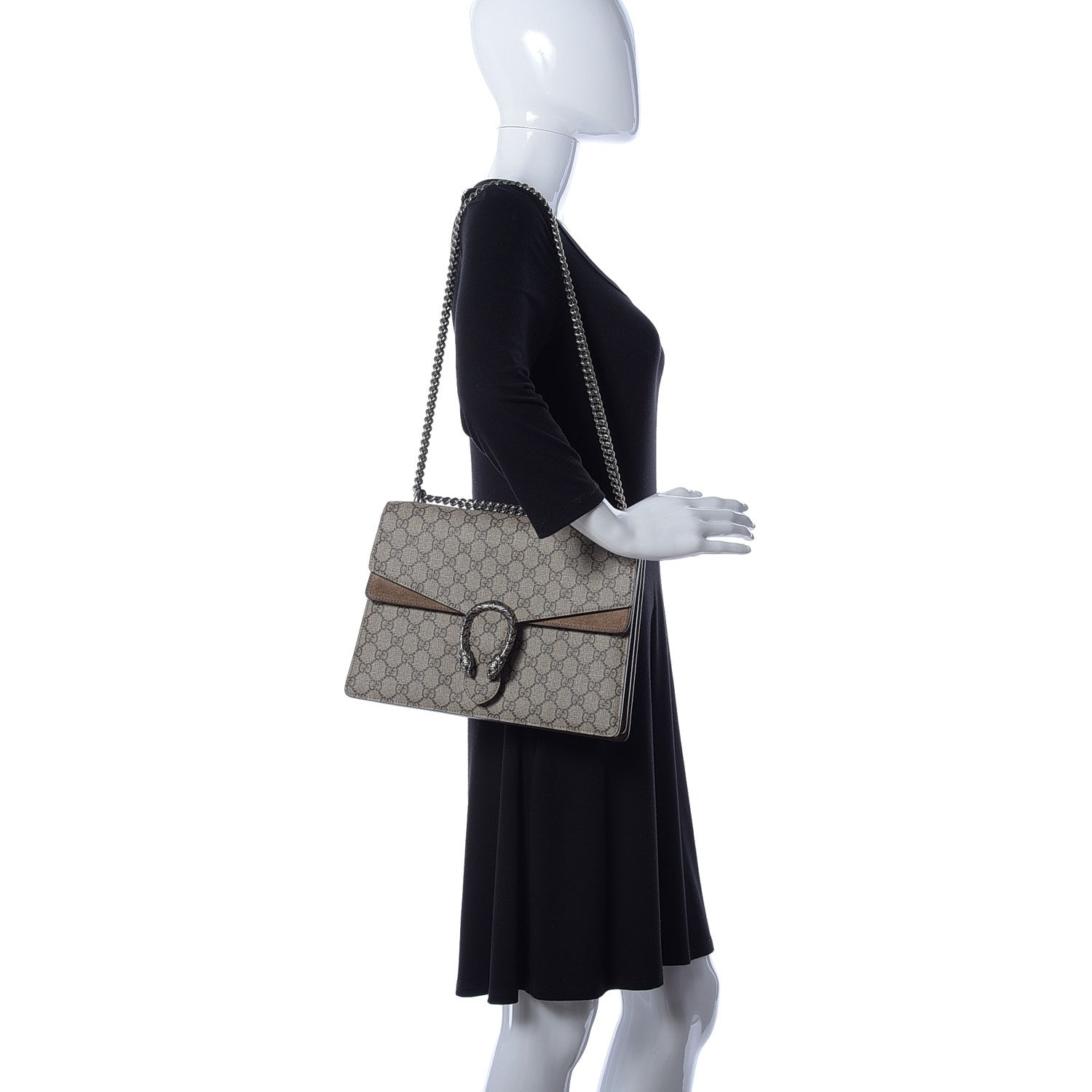 Gucci GG Supreme Monogram Medium Dionysus Shoulder Bag Taupe 2 of 8