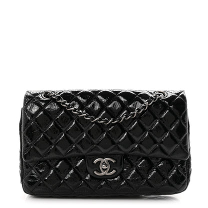 Chanel Crumpled Patent Quilted Medium Double Flap Black 1 of 11