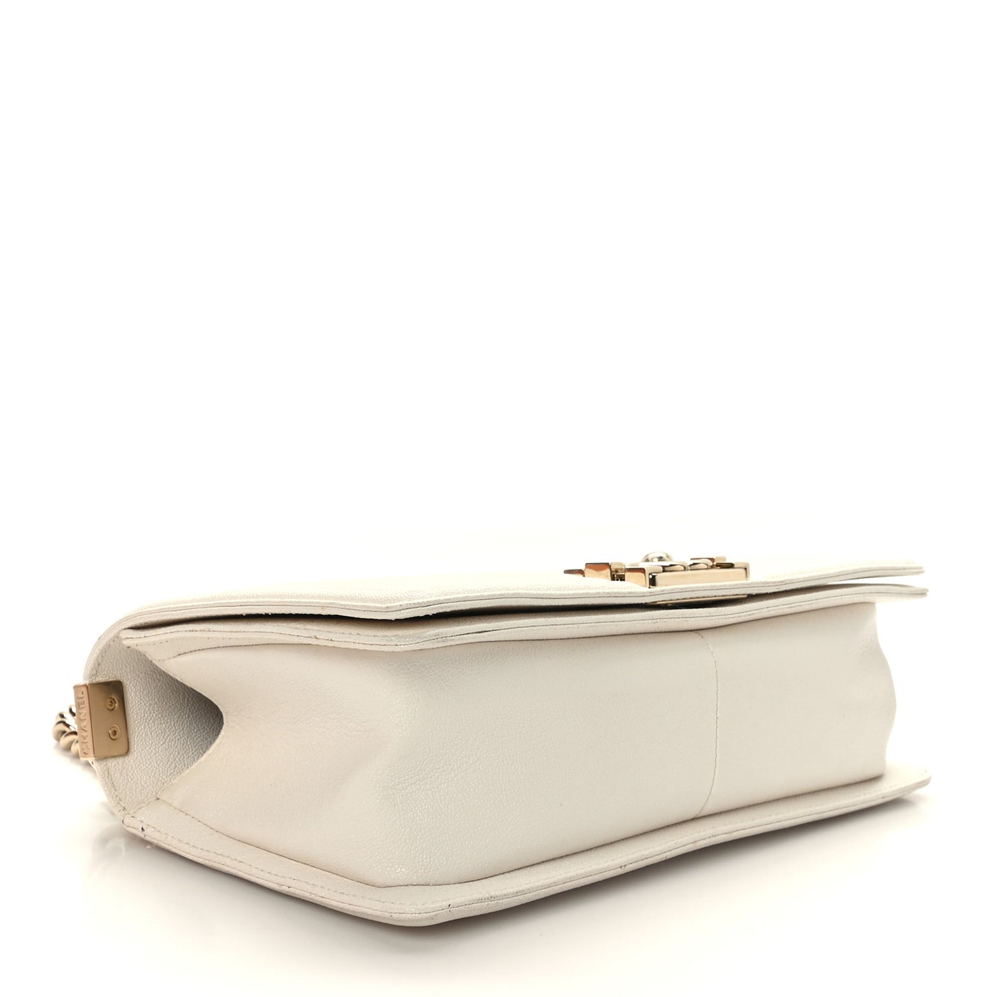 Caviar Chevron Quilted Medium Boy Flap White