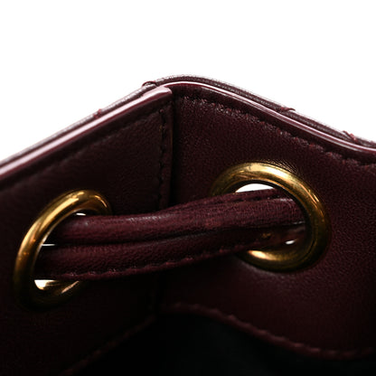 Saint Laurent Lambskin Carre Quilted Cassandre Small Bucket Bag Hot Wine 11 of 13