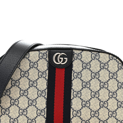 Gucci GG Supreme Monogram Textured Dollar Calfskin Web Small Ophidia Camera Bag Beige Blue 8 of 12