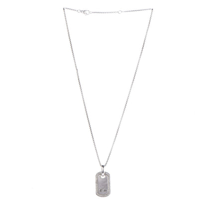 David Yurman Sterling Silver Mother Of Pearl Diamond Small Dog Tag Necklace 3 of 5