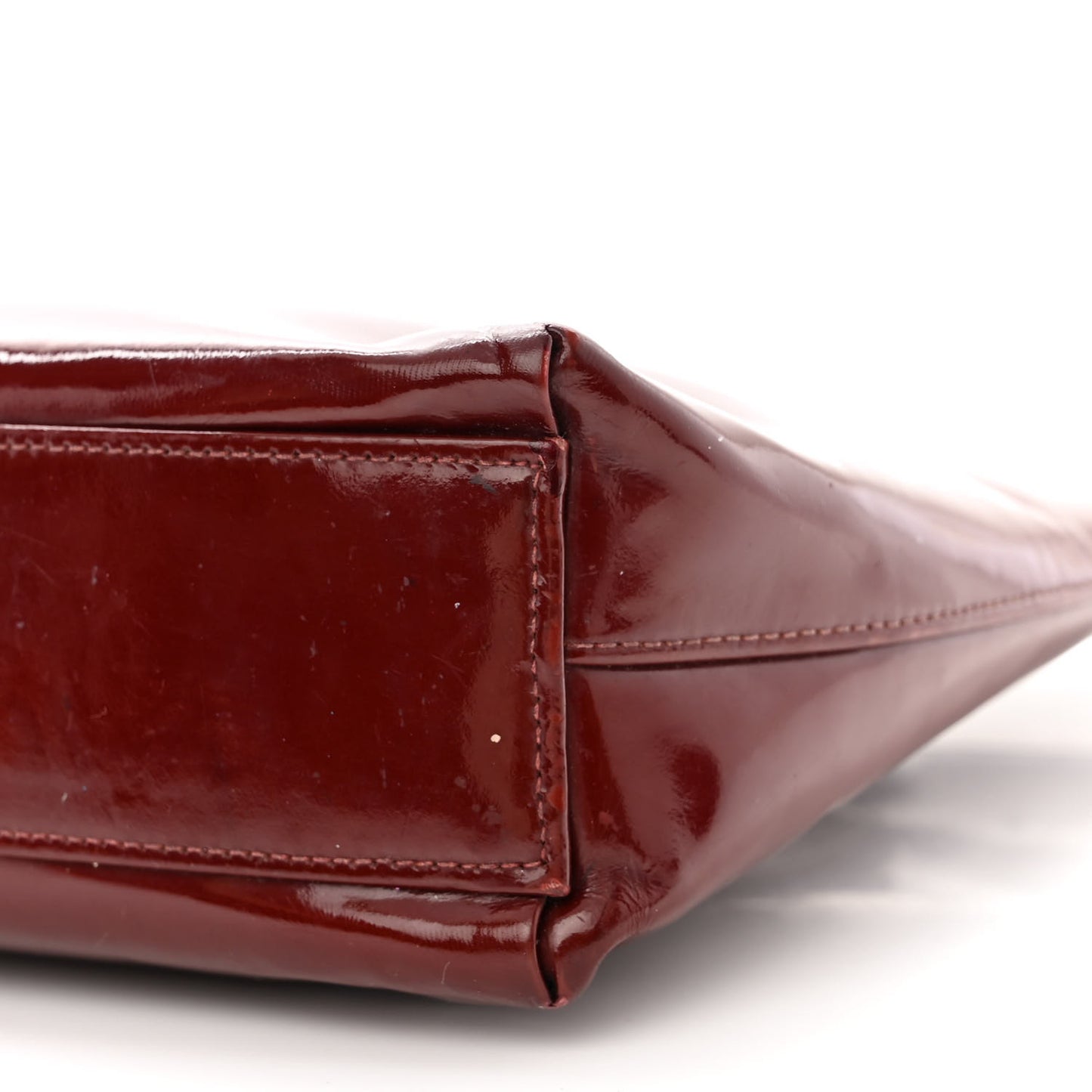 Patent Bijoux Chain Shoulder Bag Rust Red