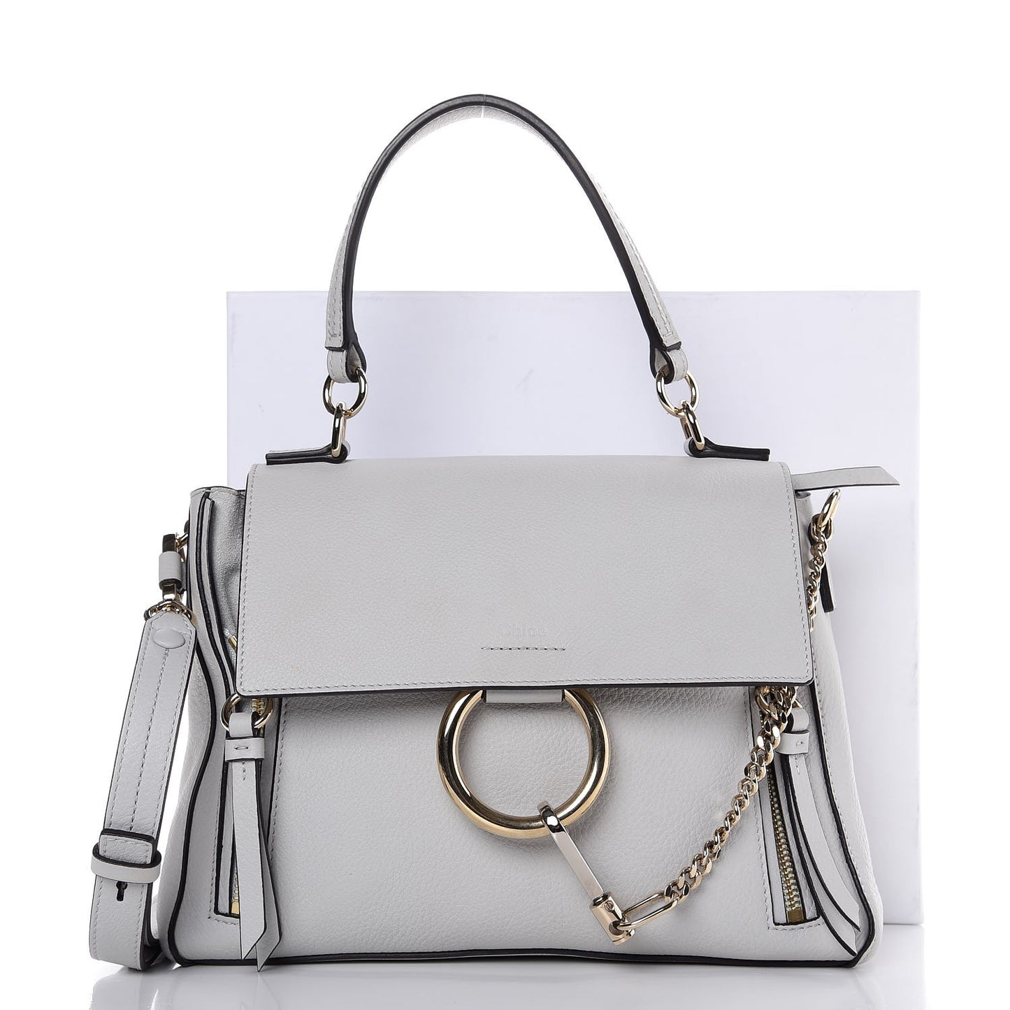 Calfskin Small Faye Day Shoulder Bag Airy Grey