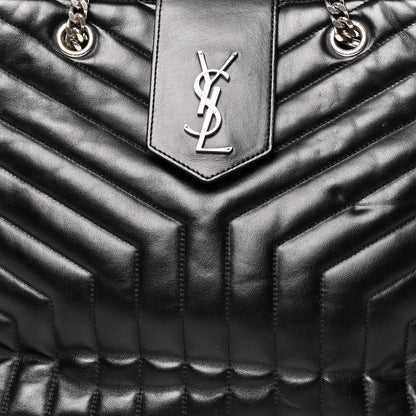 Saint Laurent Calfskin Y Quilted Monogram Large Loulou Shopper Black 10 of 16