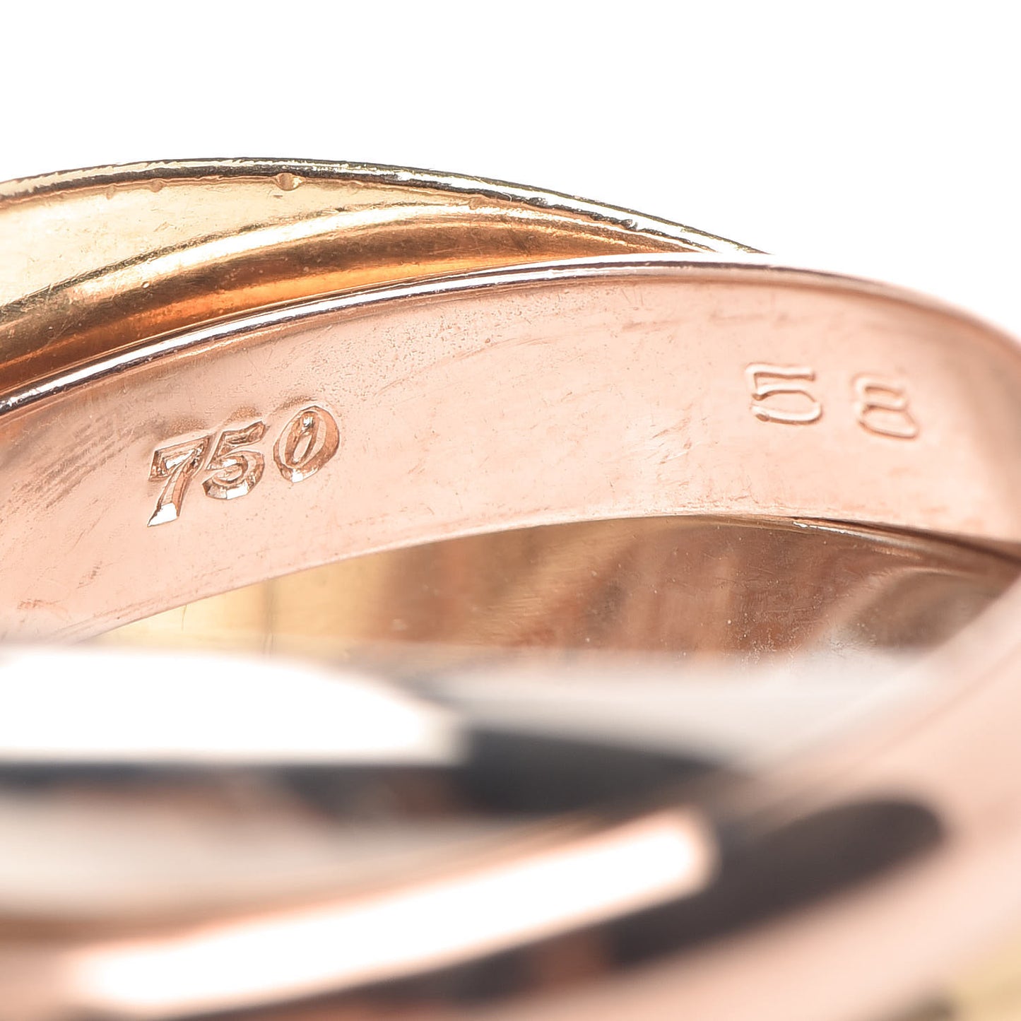 18K Pink Yellow White Gold Classic Trinity Ring 58 8.25
