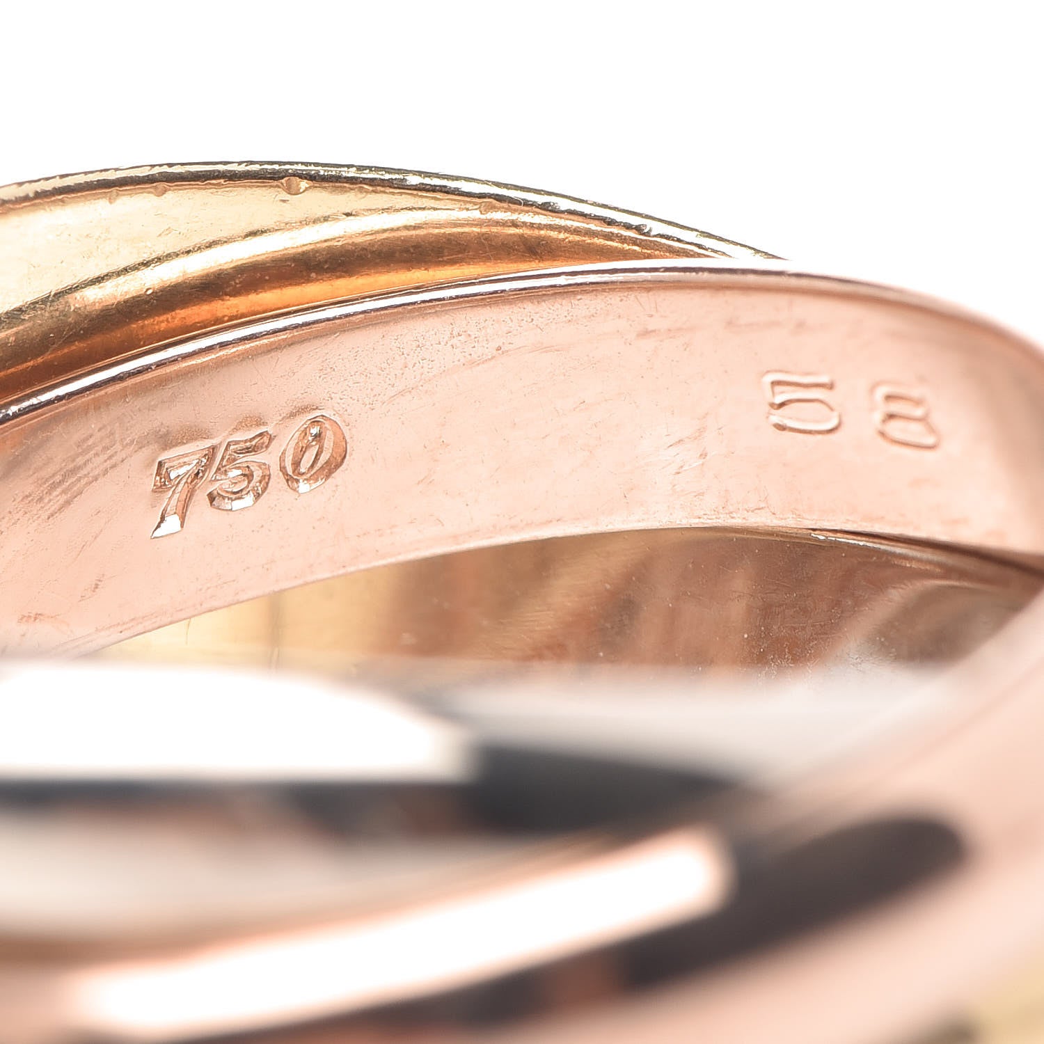 Cartier 18K Pink Yellow White Gold Classic Trinity Ring 58 8.25 5 of 5