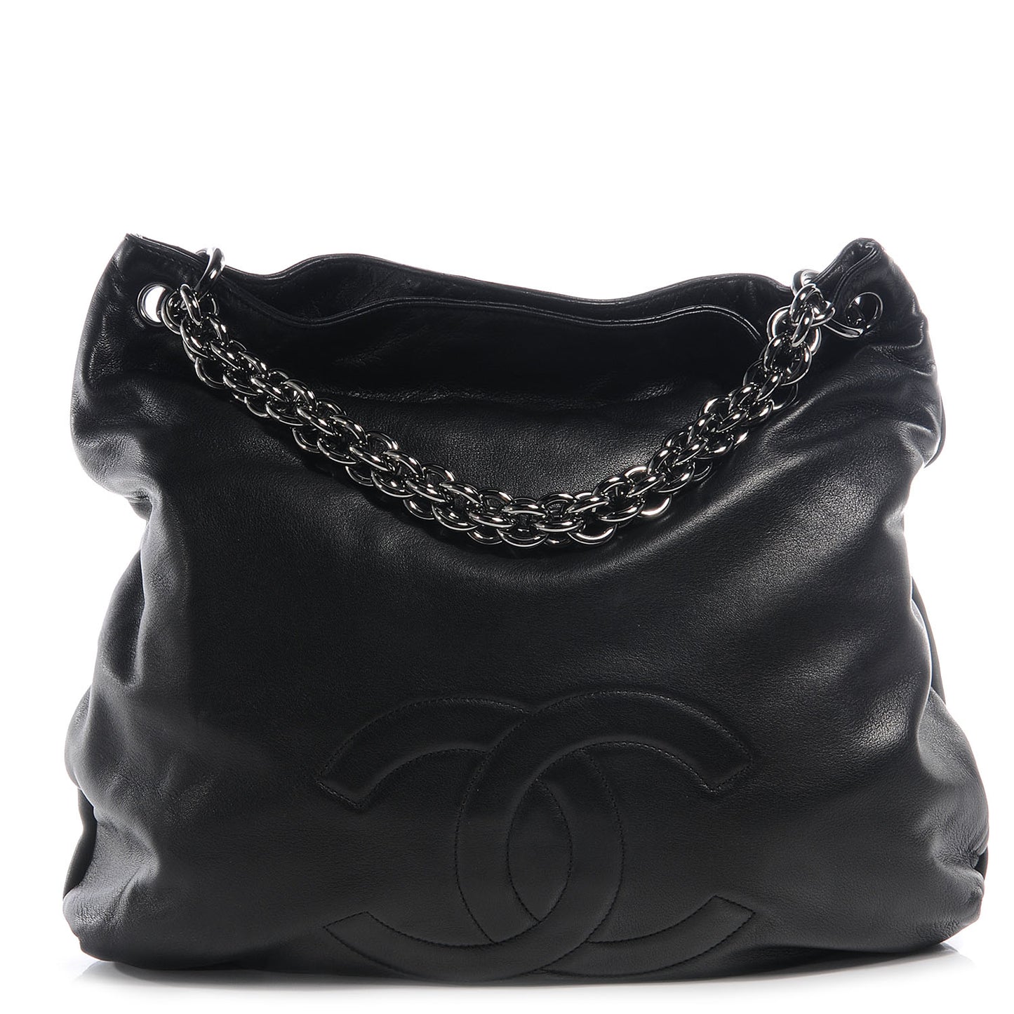 Lambskin Soft and Chain Large Hobo Black