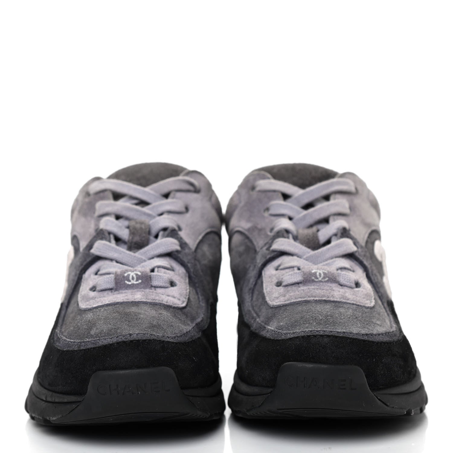 Chanel Suede Calfskin CC Sneakers 35 Grey 2 of 11
