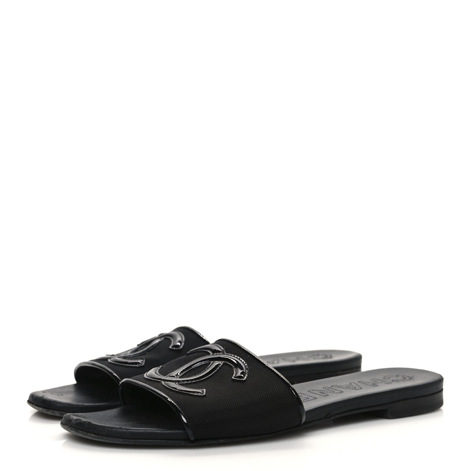 Chanel Mesh Patent Calfskin CC Mules 36.5 Black 4 of 12