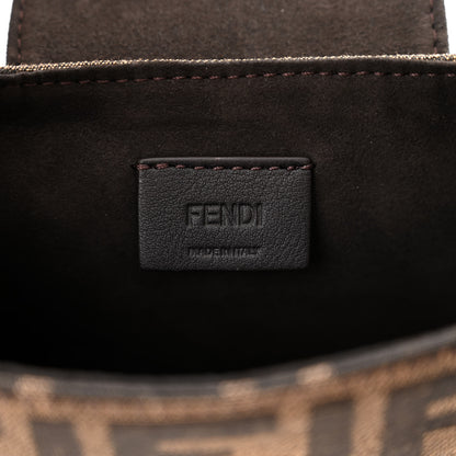 Fendi Fabric Jacquard FF 1974 Mini Cookie Hobo Bag Tobacco Moro 6 of 11
