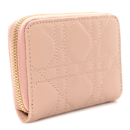Christian Dior Lambskin Cannage Small Lady Dior Voyageur Coin Purse Rose Des Vents 3 of 8