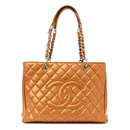 Chanel Metallic Patent Quilted Grand Shopping Tote GST Bronze 1 of 22