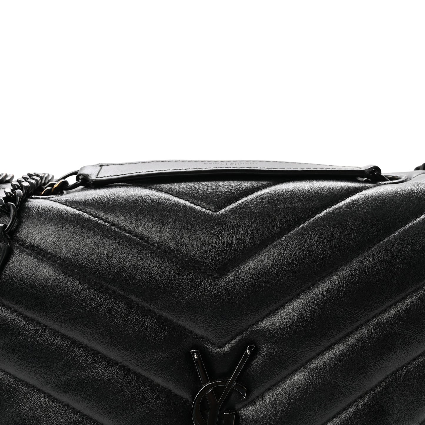 Calfskin Y Quilted Monogram Medium Loulou Chain Satchel Black