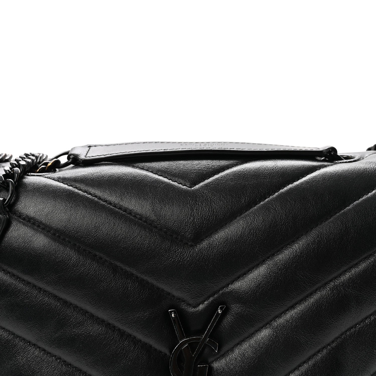 Saint Laurent Calfskin Y Quilted Monogram Medium Loulou Chain Satchel Black 7 of 9