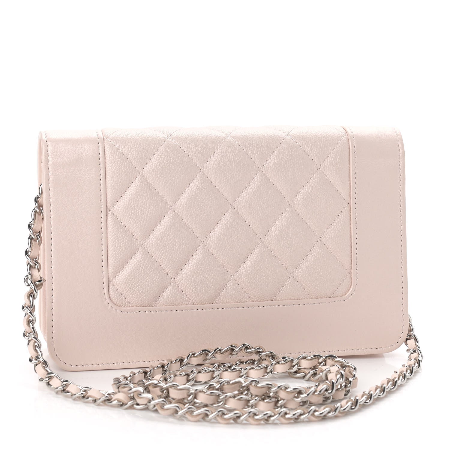 Chanel Caviar Quilted Vintage Mademoiselle Wallet On Chain WOC Beige 3 of 10