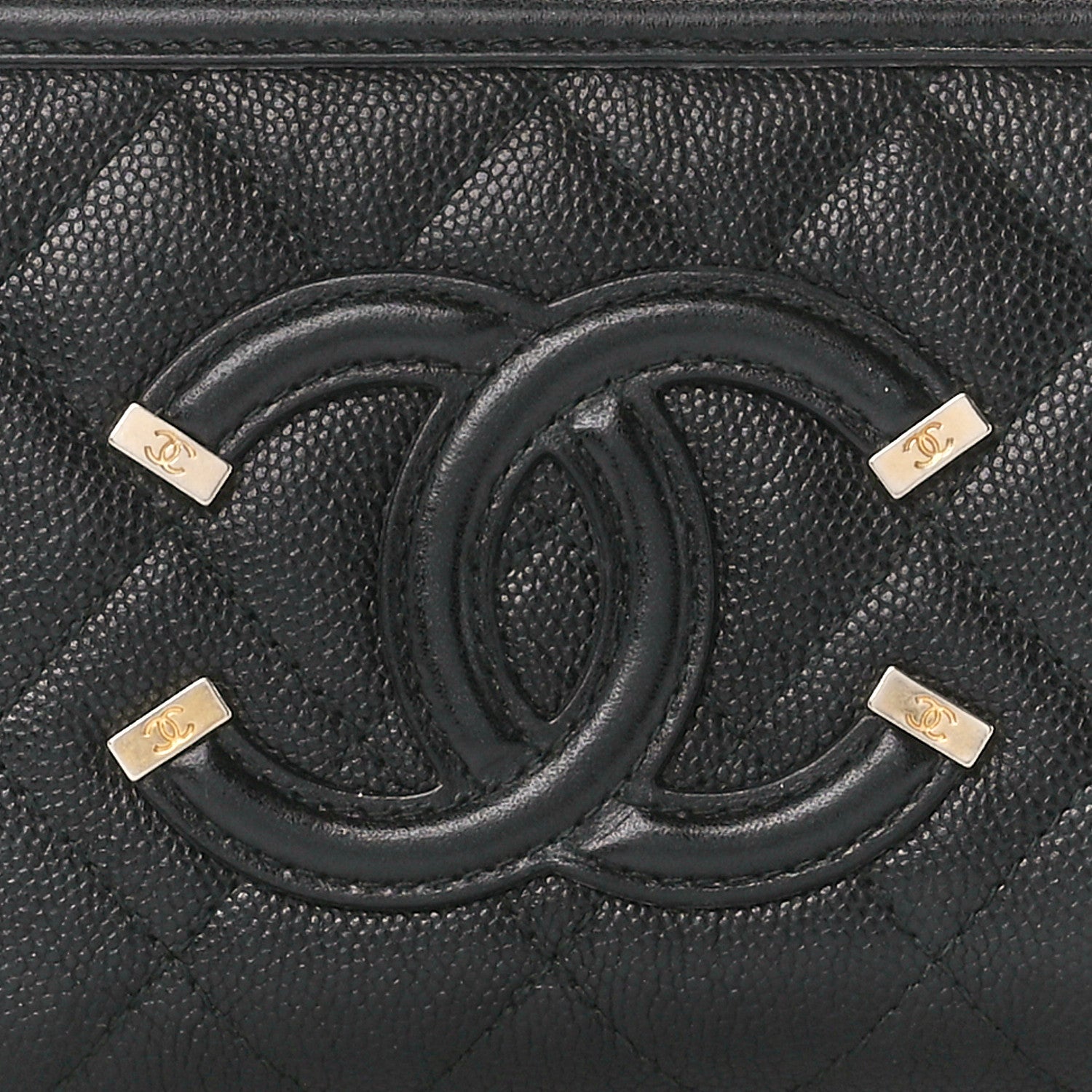 Chanel Caviar Quilted Filigree Zip Around Wallet Black 8 of 11