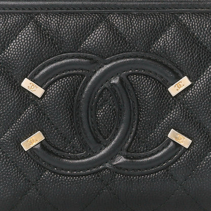 Chanel Caviar Quilted Filigree Zip Around Wallet Black 8 of 11