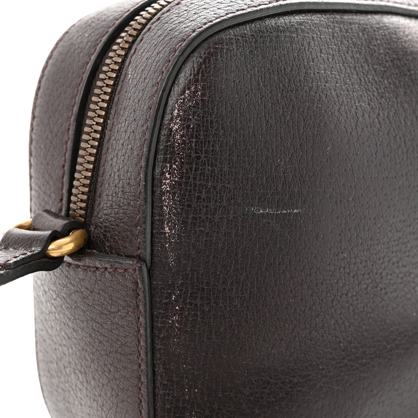 Textured Calfskin Web Small Webby Bee Shoulder Bag Brown Coffee