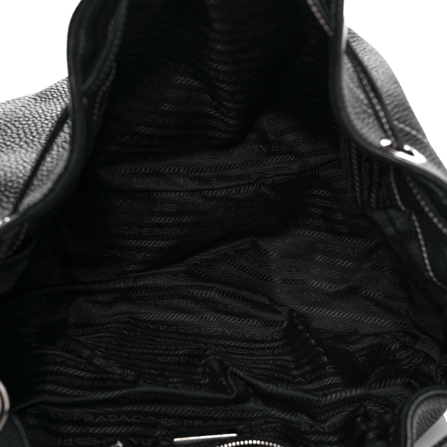 Vitello Daino Drawstring Bucket Black