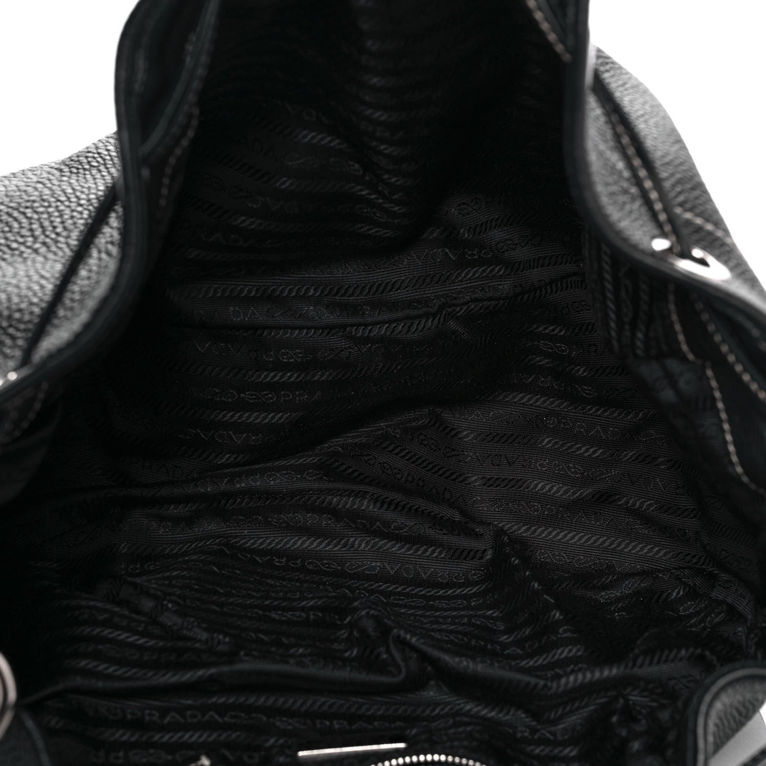 Prada Vitello Daino Drawstring Bucket Black 4 of 9