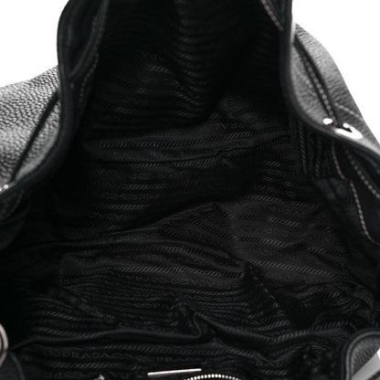 Prada Vitello Daino Drawstring Bucket Black 4 of 9