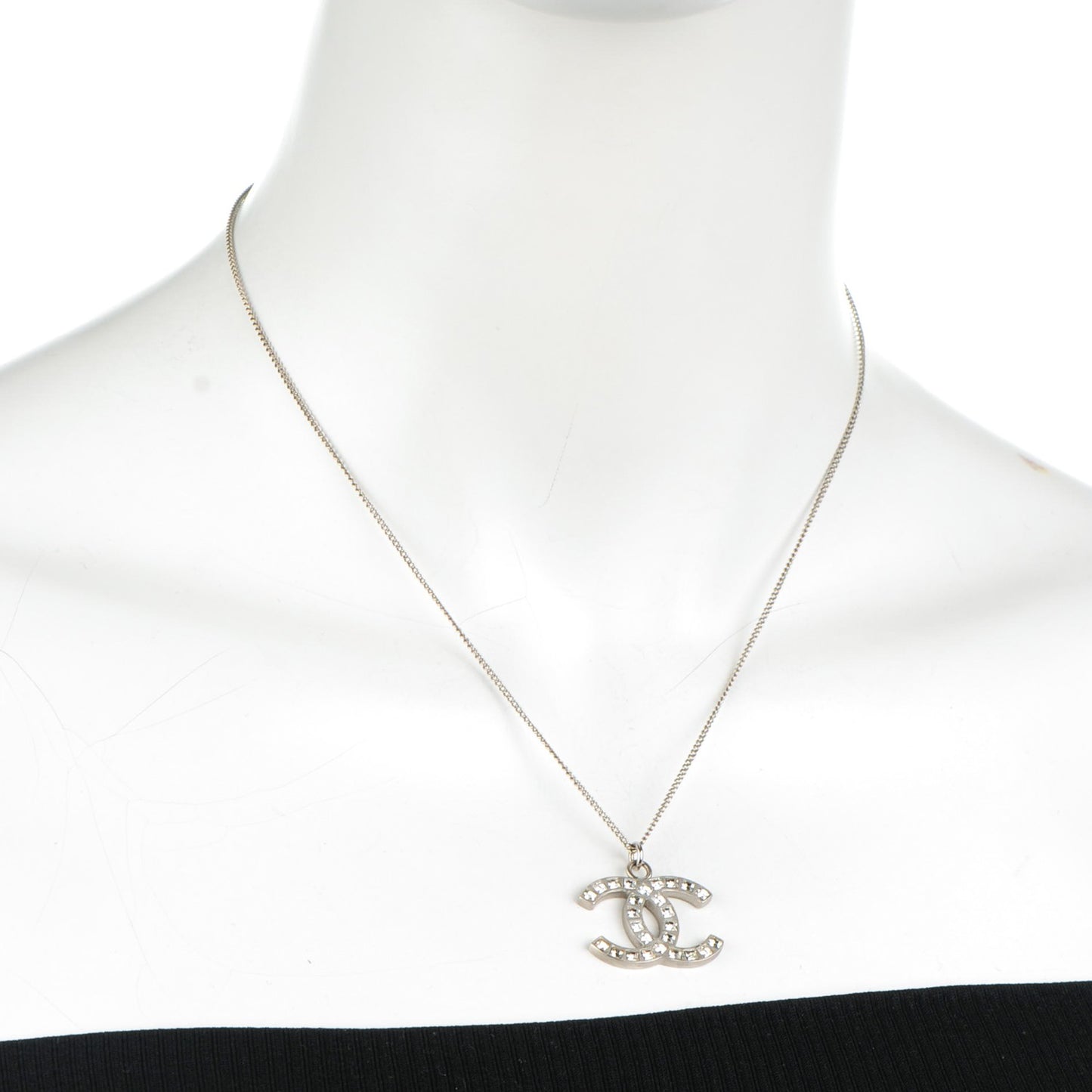 Baguette Crystal CC Necklace Silver