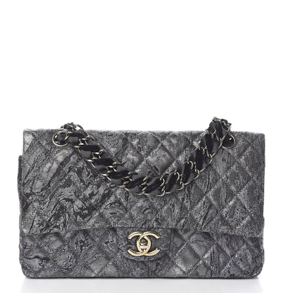 Chanel Metallic Brocade Quilted Medium Double Flap Dark Grey 1 of 15