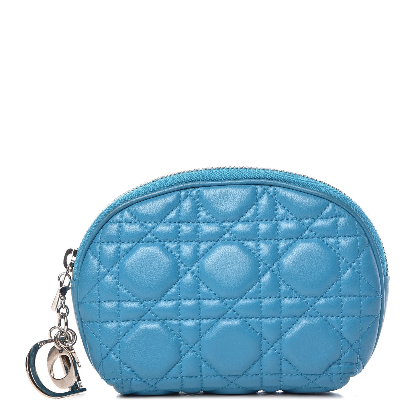 Lambskin Cannage Cosmetic Case Turquoise