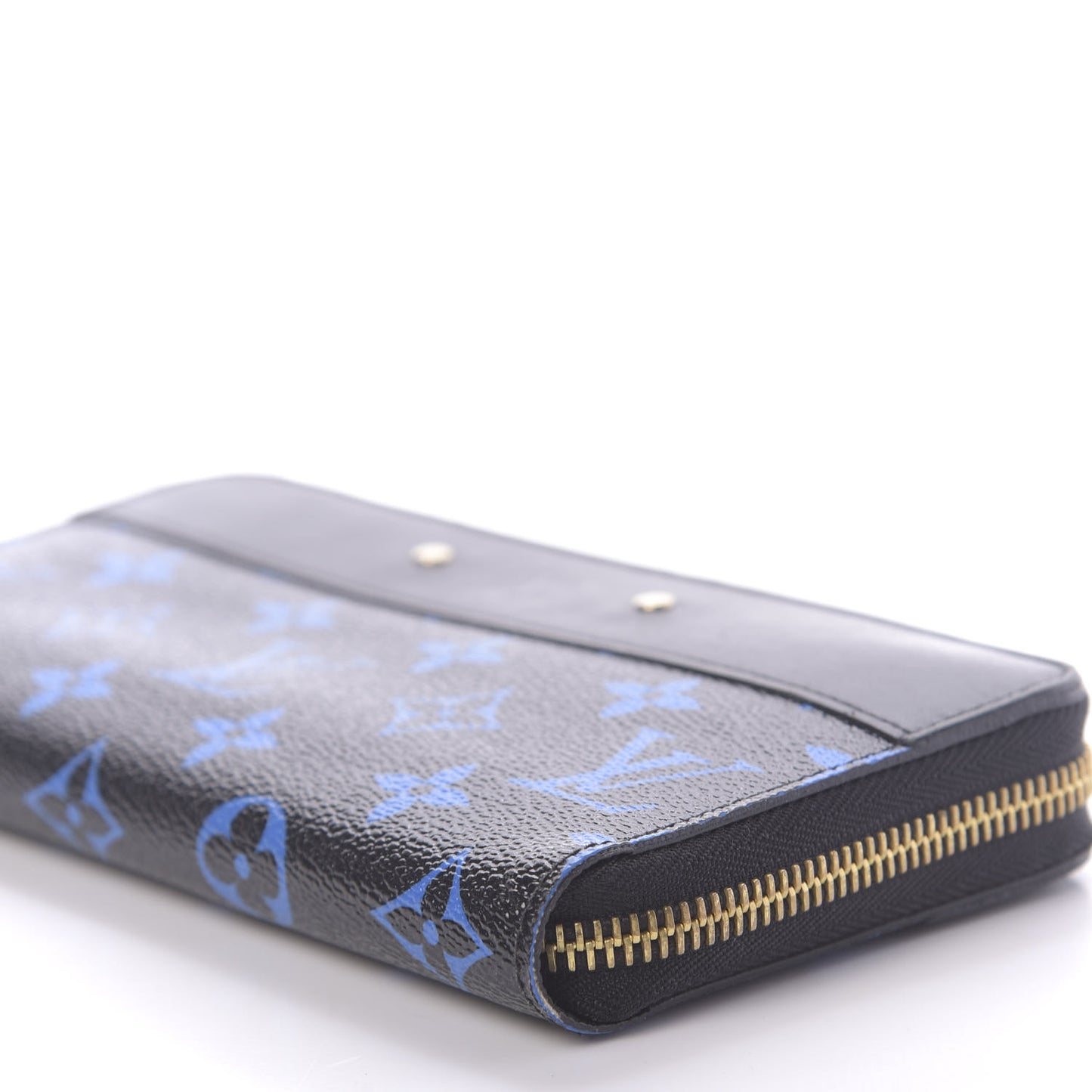 Calfskin Colored Monogram Zippy Wallet Blue Black