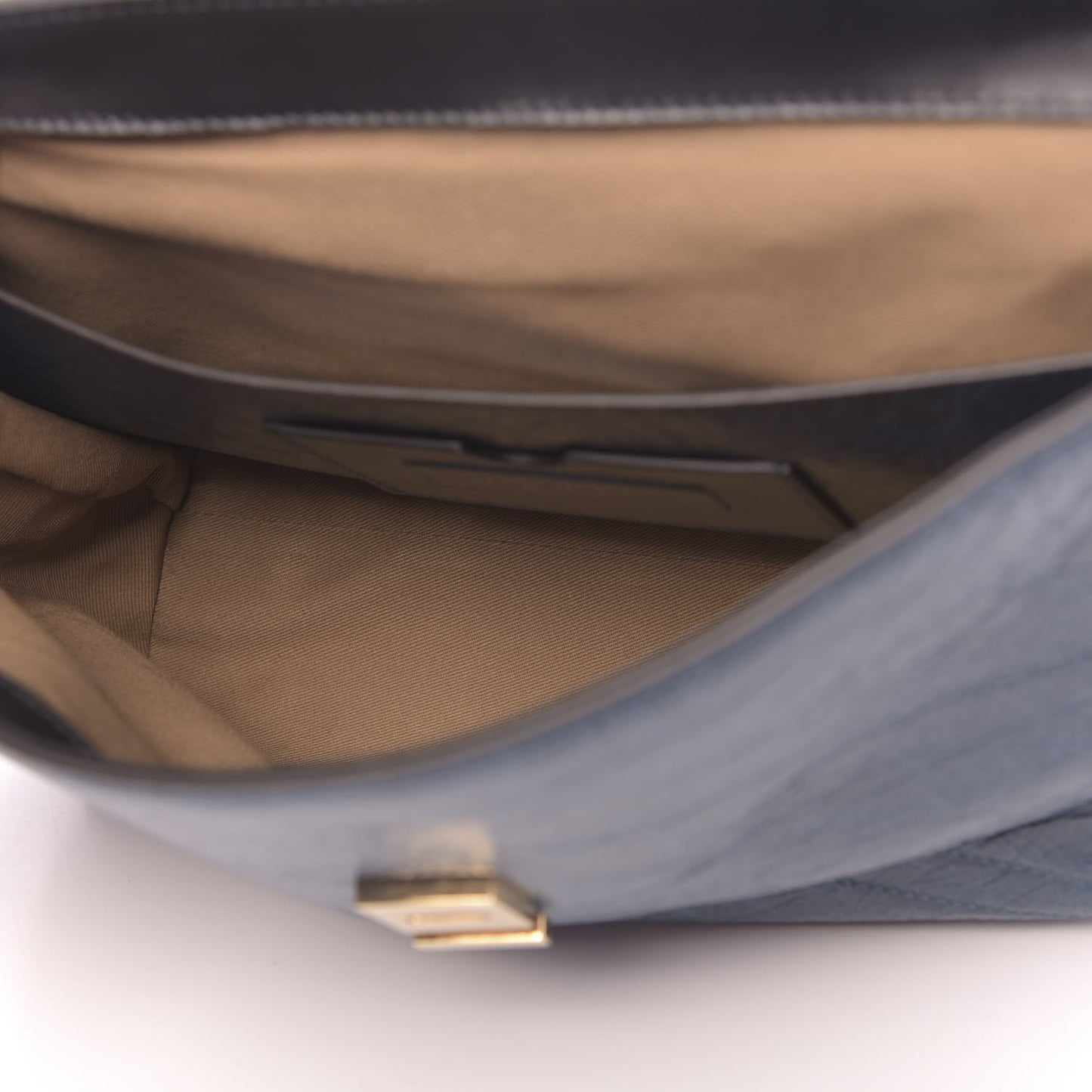 Creased Patent Calfskin Medium ID Flap Oil Blue