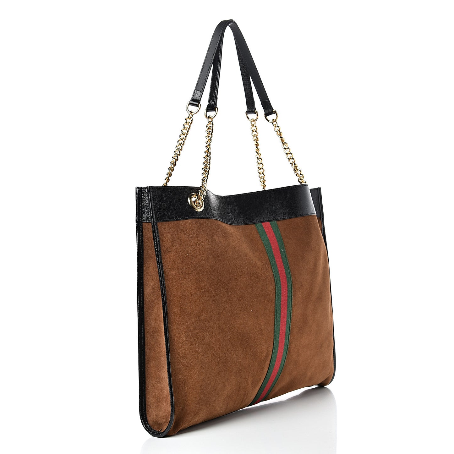 Suede Patent Large Rajah Chain Tote Nocciola Black