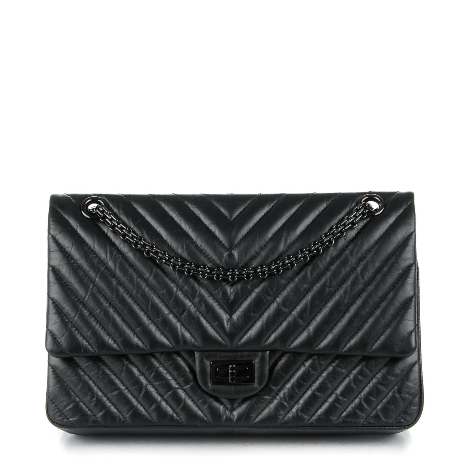 Chanel Aged Calfskin Chevron 2.55 Reissue 226 So Black 1 of 8